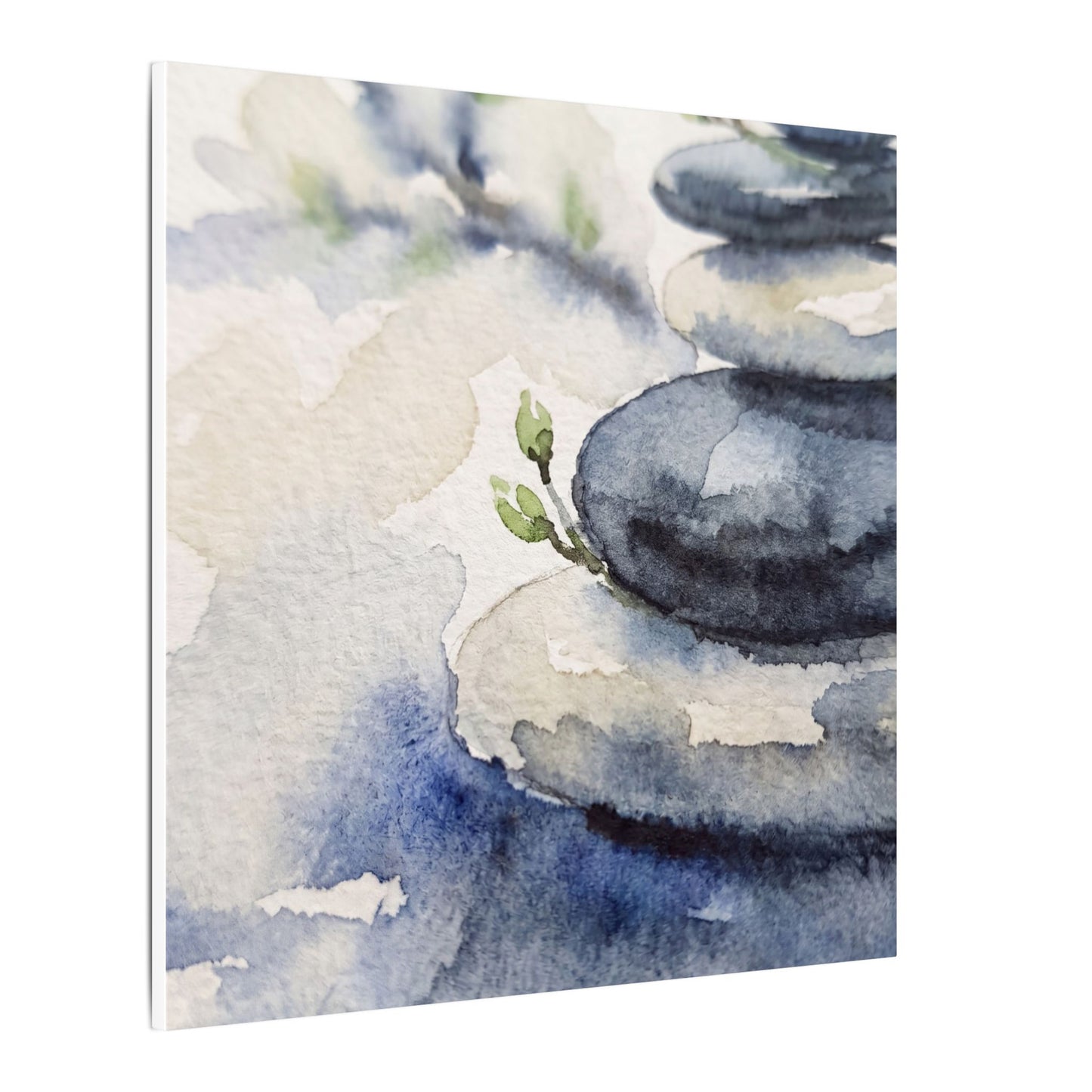 River Stones Watercolor Canvas Art | Cozy Japandi Art