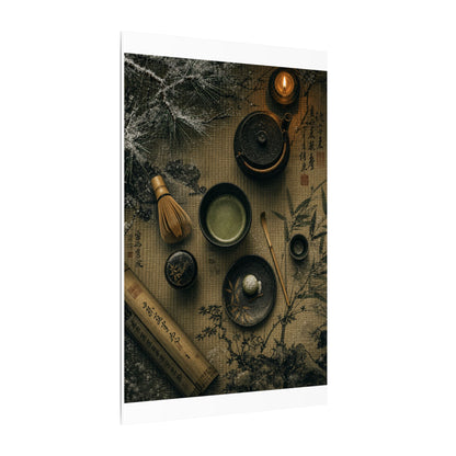 Tea Ceremony Canvas Art | Winter Zen Ukiyo E Inspired Art