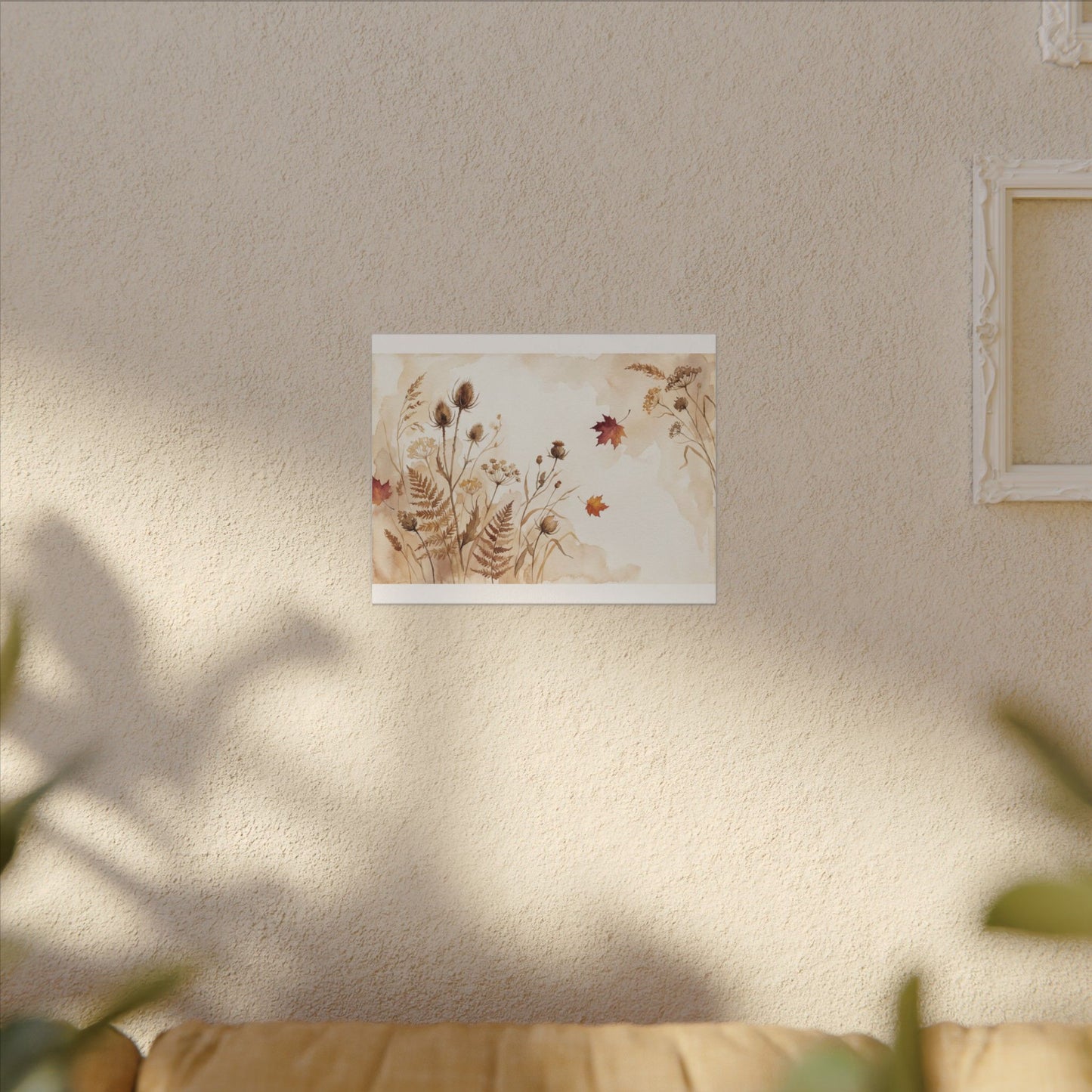 Dried Flowers Canvas Art | Autumn Japandi Watercolor Art