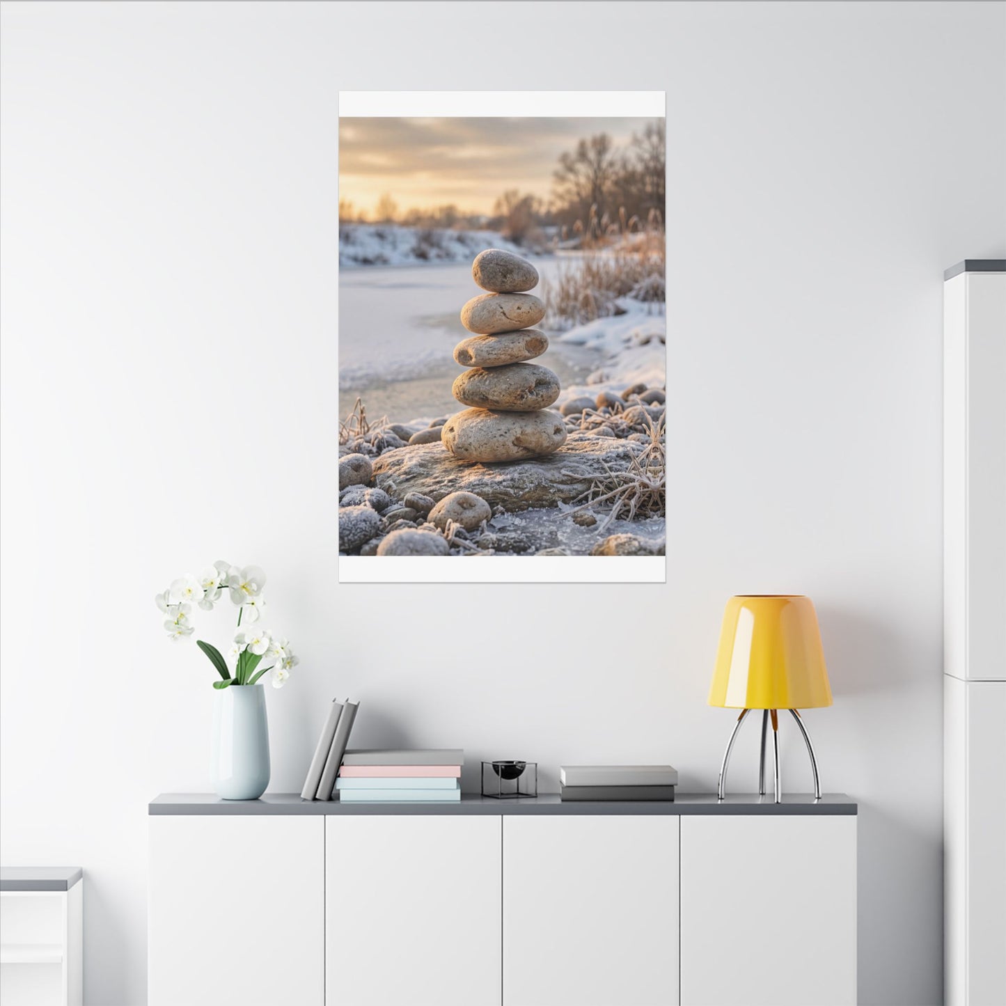 Ma River Stones Canvas Art - Japandi Japanese Pattern