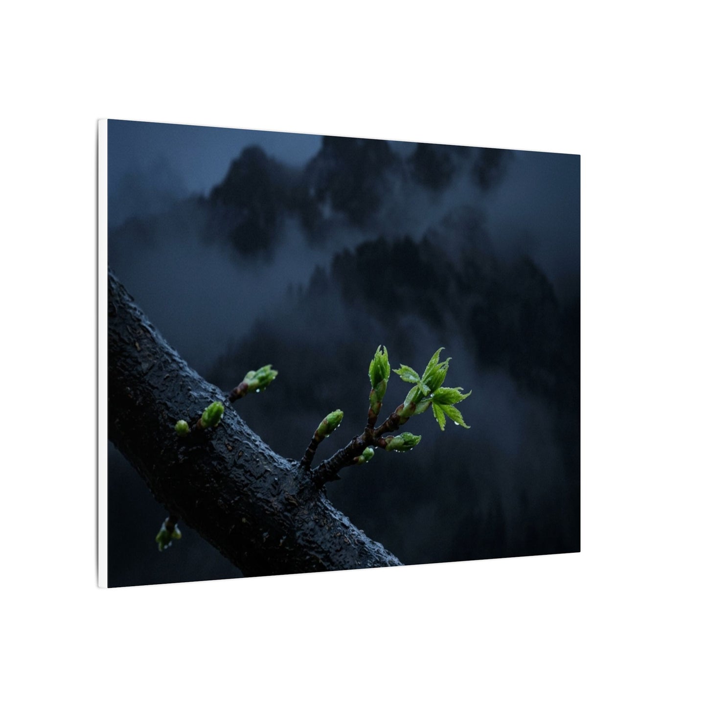 Moonlight Mountain Mist Canvas Art - Dark Japandi Kanso