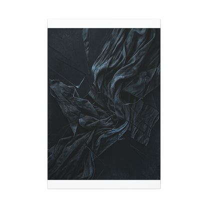 Dark Japandi Silk Drape in Moonlight | Moody Minimal Canvas Art