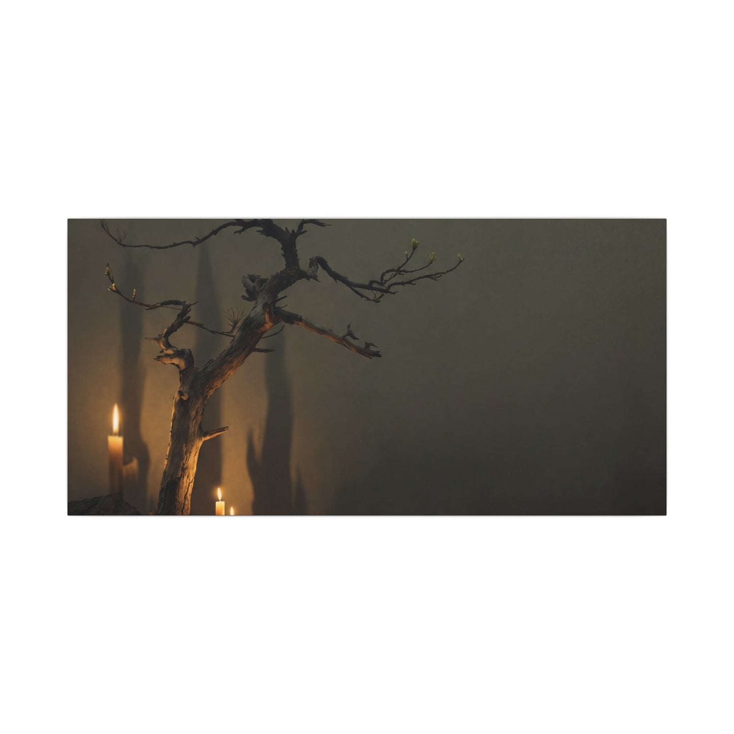 Ma Pine Tree Canvas Art - Dark Japandi Shadow Zen