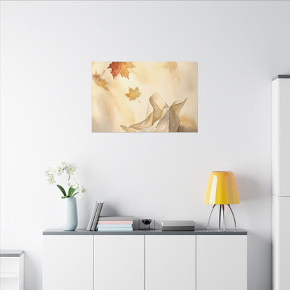 Japandi Paper Fold in Golden Hour | Watercolor Canvas Art