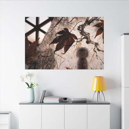 Shoji Screen Autumn Canvas Art | Dark Japandi Atmospheric Design