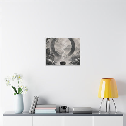 Incense Smoke Canvas Art | Winter Zen Sumi E Art