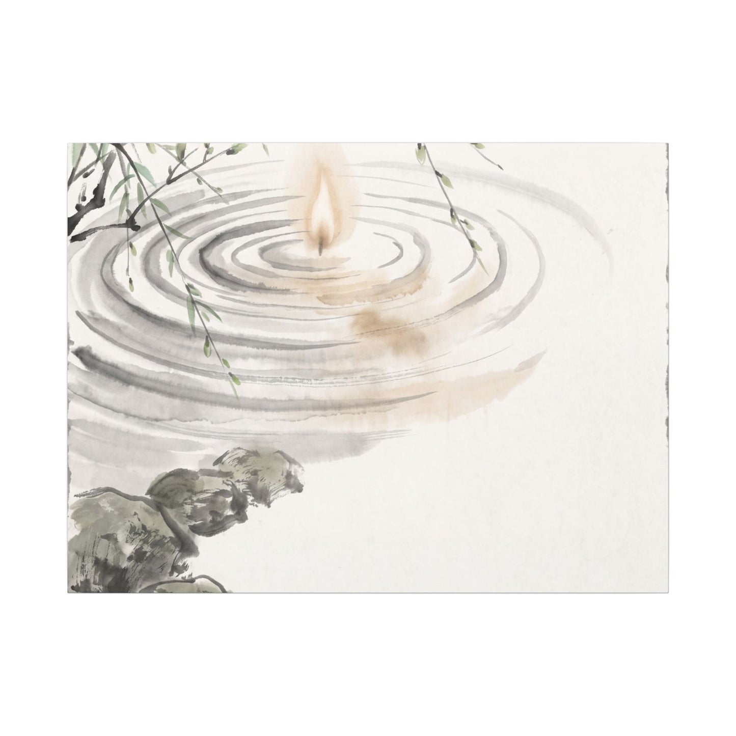Water Ripple Sumi E Canvas Art | Tranquil Zen Art