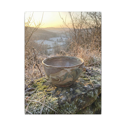 Golden Hour Ceramic Bowl Canvas Art - Japandi Shibui