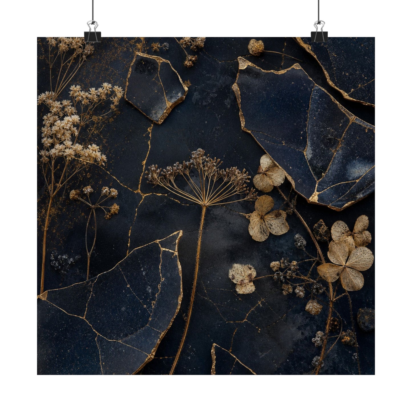 Dried Flowers Broken Beauty Wall Art Print | Healing Kintsugi Art