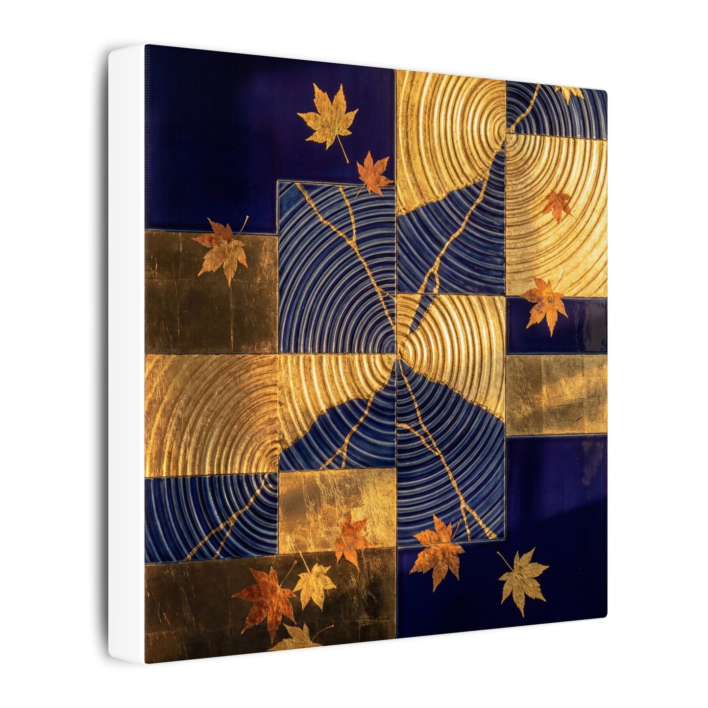 Autumn Water Ripple Crackle Gold Canvas Art | Artful Decor