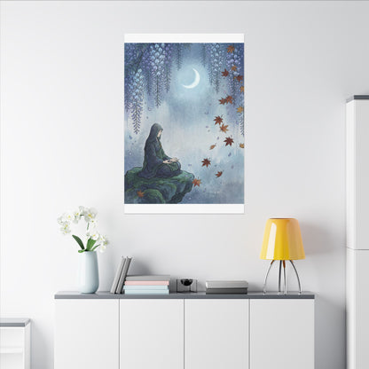 Zen Wisteria in Moonlight | Ukiyo E Inspired Canvas Art