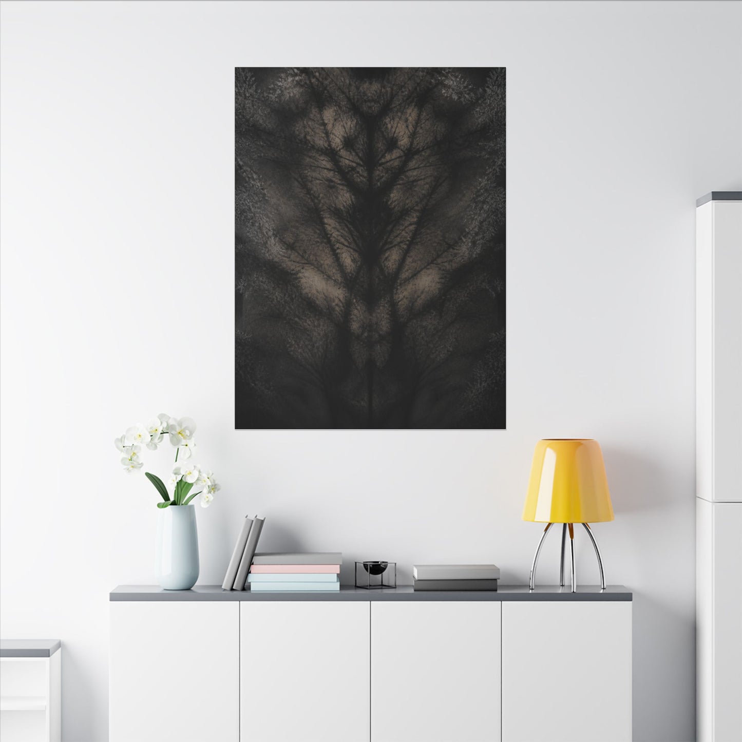 Seijaku Shadow Play Canvas Art - Dark Japandi Charcoal Ink
