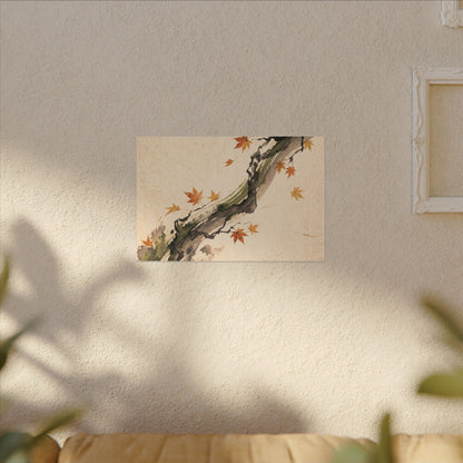 Ink Brushstroke Autumn Canvas Art | Zen Calm Design