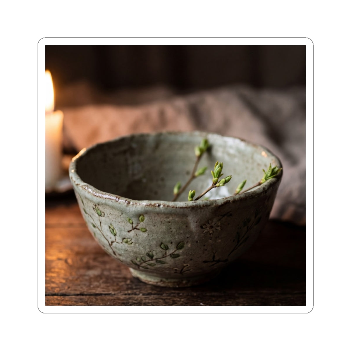 Ceramic Bowl Spring Sticker | Japandi Earthy Design