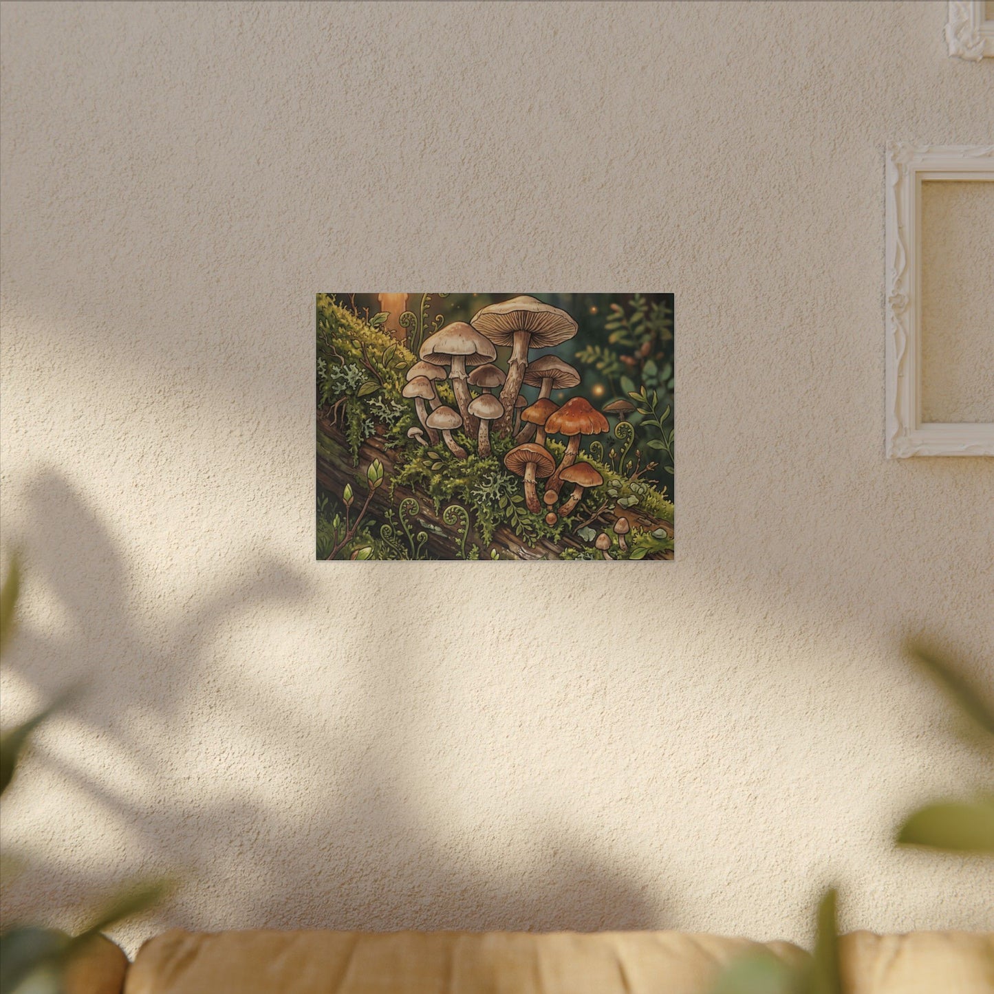 Spring Wild Mushrooms Herbarium Canvas Art | Rustic Decor