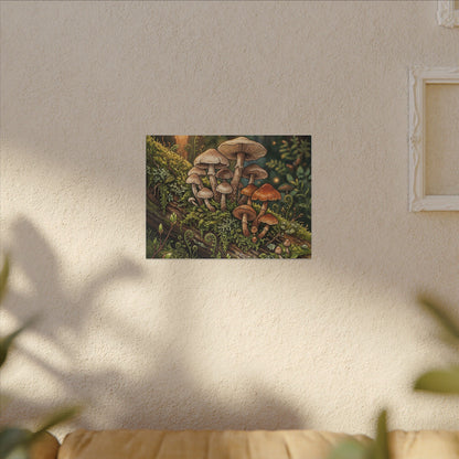 Spring Wild Mushrooms Herbarium Canvas Art | Rustic Decor