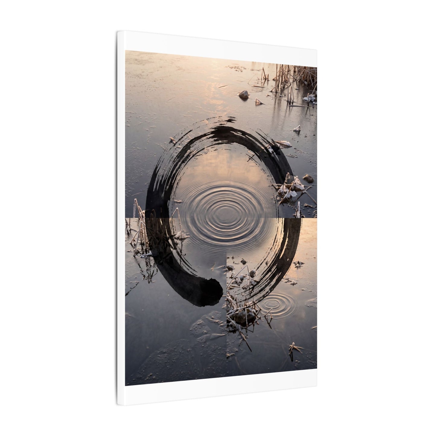 Winter Water Ripple Enso Canvas Art | Tranquil Decor