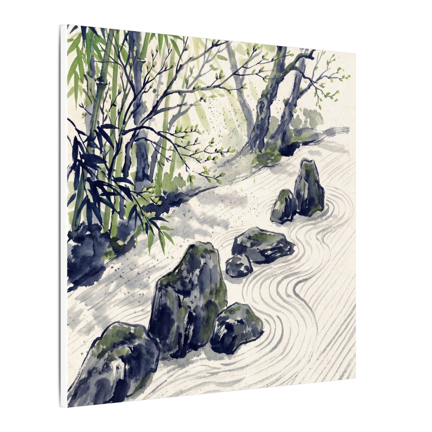 Dappled Rock Garden Canvas Art - Zen Mono No Aware