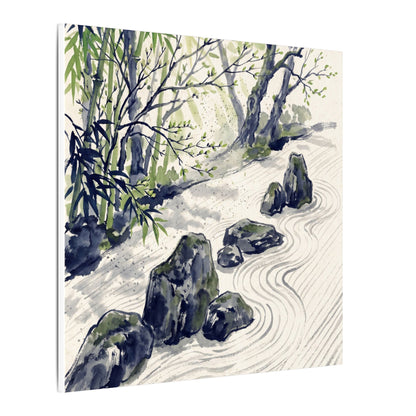 Dappled Rock Garden Canvas Art - Zen Mono No Aware