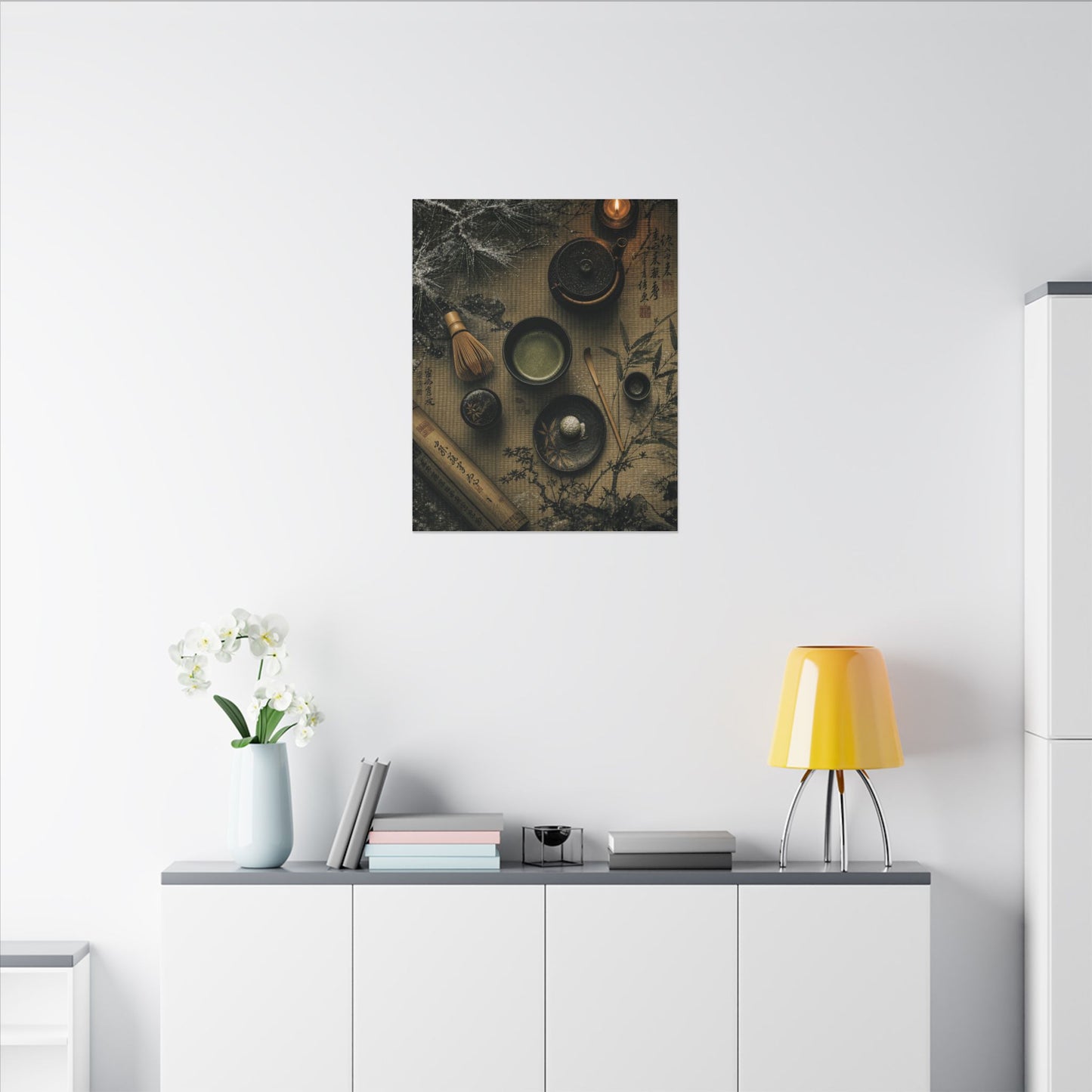 Tea Ceremony Canvas Art | Winter Zen Ukiyo E Inspired Art