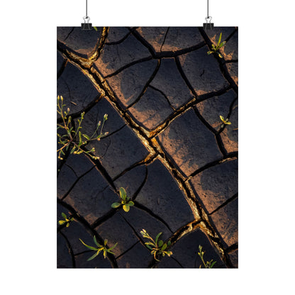 Cracked Earth Gold Vein Wall Art Print | Philosophical Kintsugi Art
