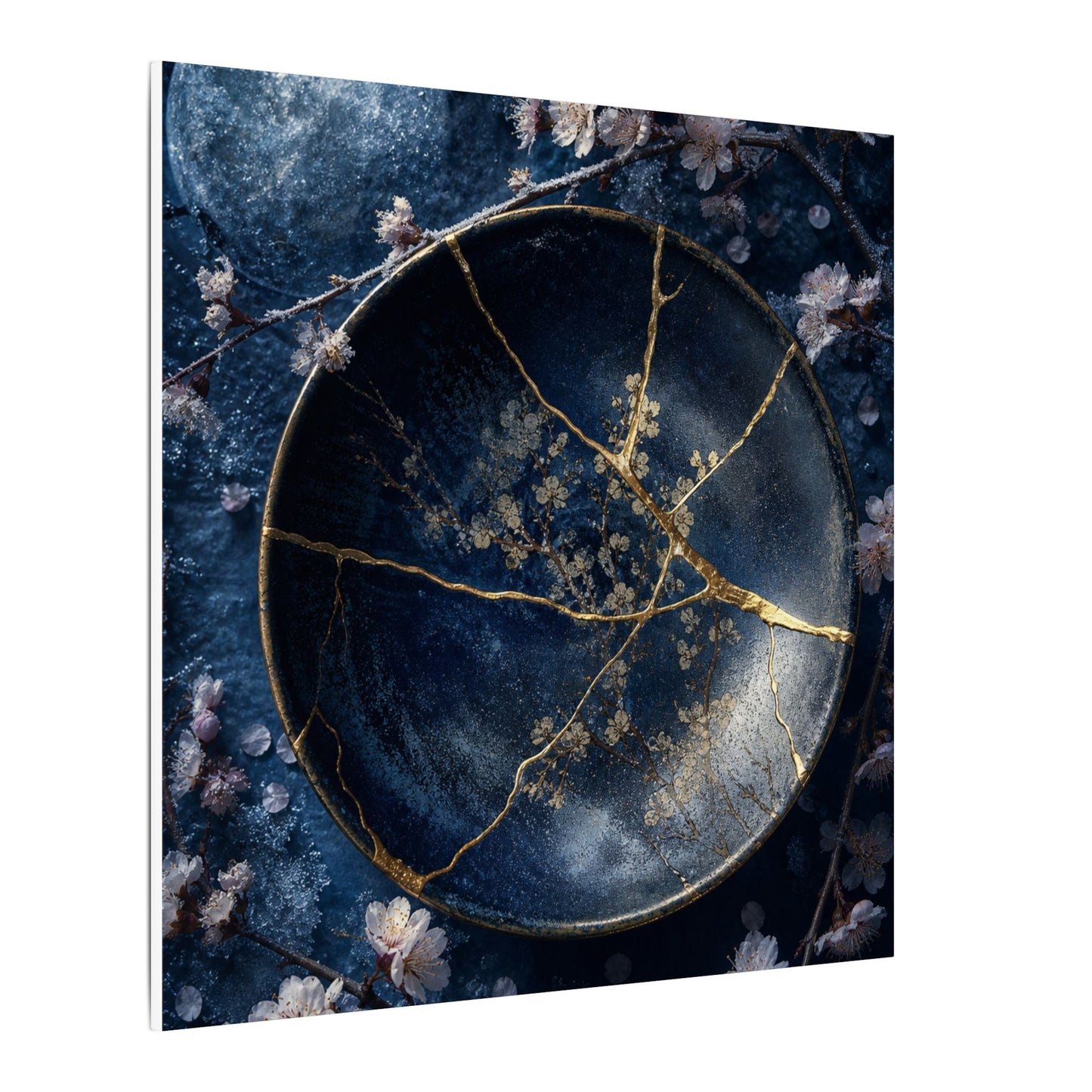 Cherry Blossom Winter Canvas Art | Kintsugi Philosophical Design