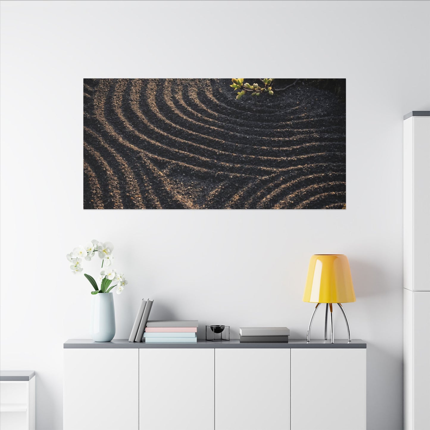 Spring Rock Garden Shadow Zen Canvas Art | Atmospheric Decor