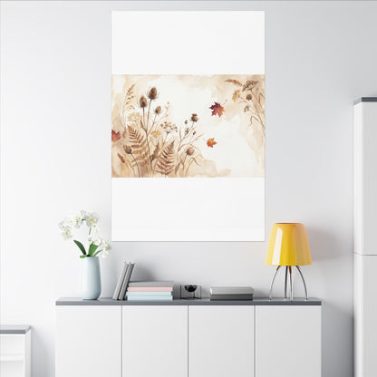 Dried Flowers Canvas Art | Autumn Japandi Watercolor Art