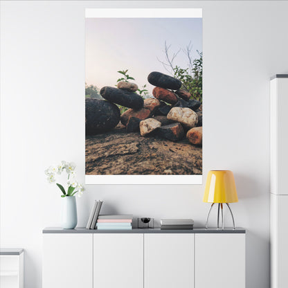 River Stones Canvas Art | Spring Kintsugi Broken Beauty Art