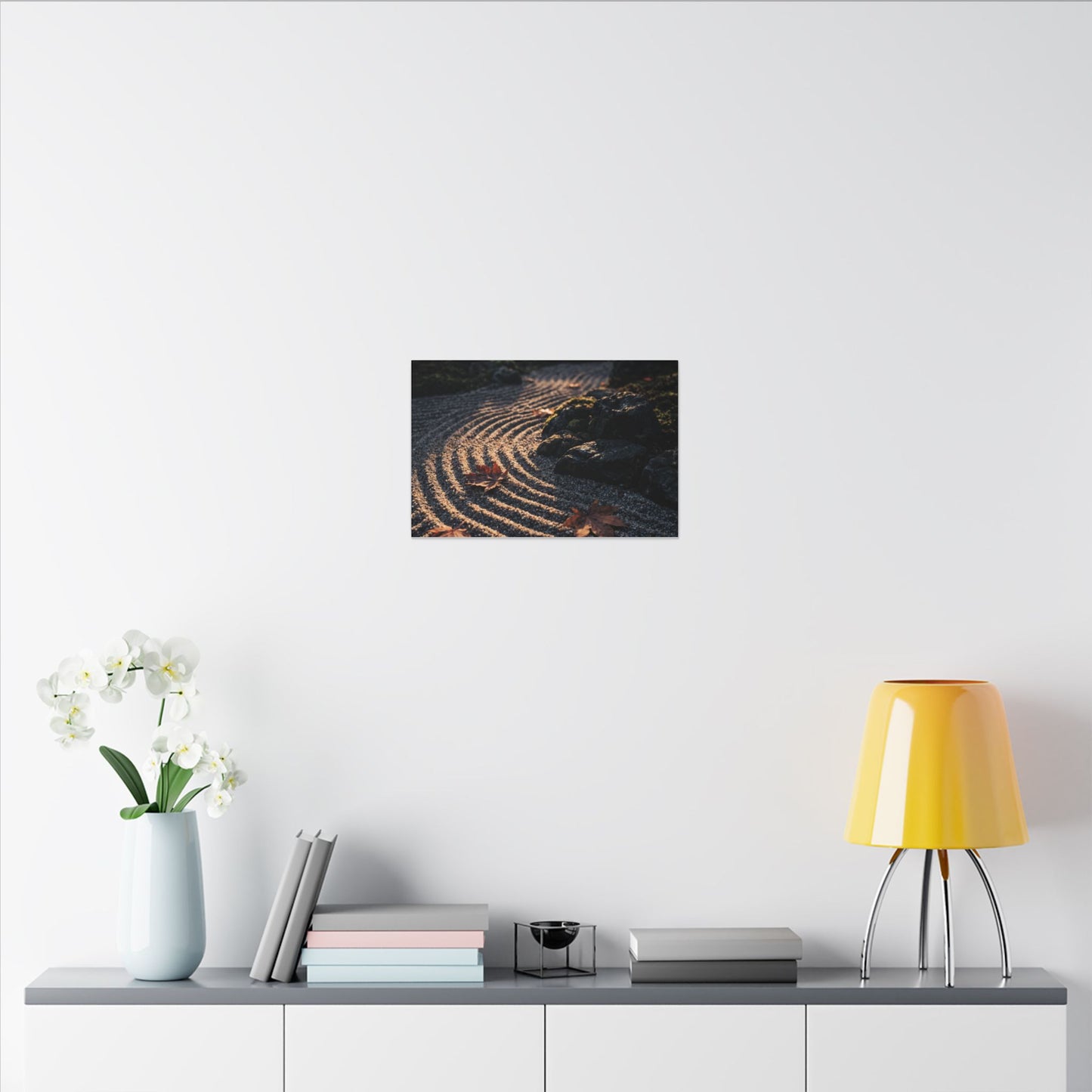 Rock Garden Moody Minimal Canvas Art | Bold Dark Japandi Art