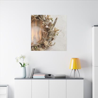Dried Flowers Japanese Pattern Canvas Art | Neutral Japandi Art