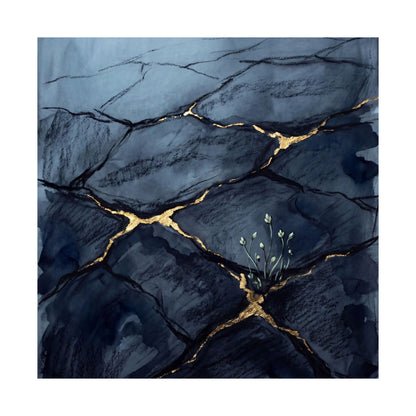 Mono No Aware Cracked Earth Wall Art Print - Dark Japandi Charcoal Ink