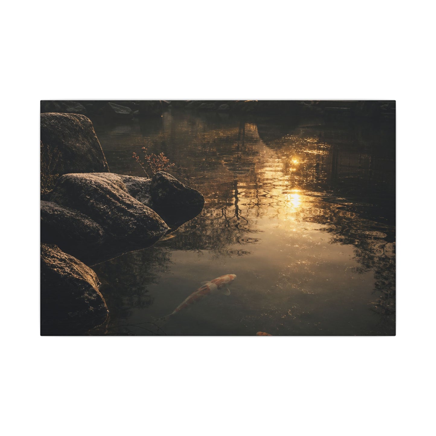 Winter Koi Pond Shadow Zen Canvas Art | Bold Decor