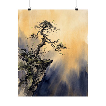 Pine Tree Wall Art Print | Spring Zen Sumi E Art Art Print