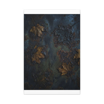 Shibui Rust Patina Canvas Art - Dark Japandi Charcoal Ink