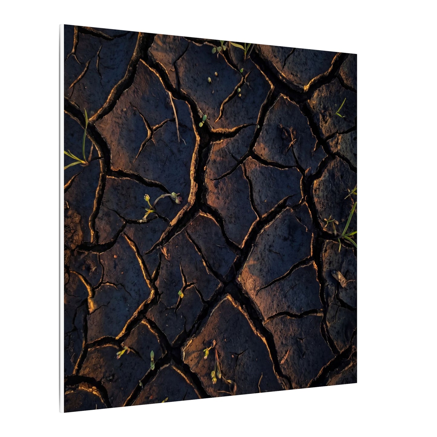 Cracked Earth Moody Minimal Canvas Art | Luxurious Dark Japandi Art