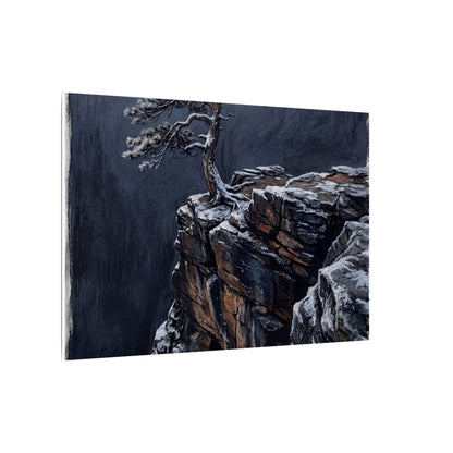 Dark Japandi Pine Tree in Dawn | Dark Texture Canvas Art