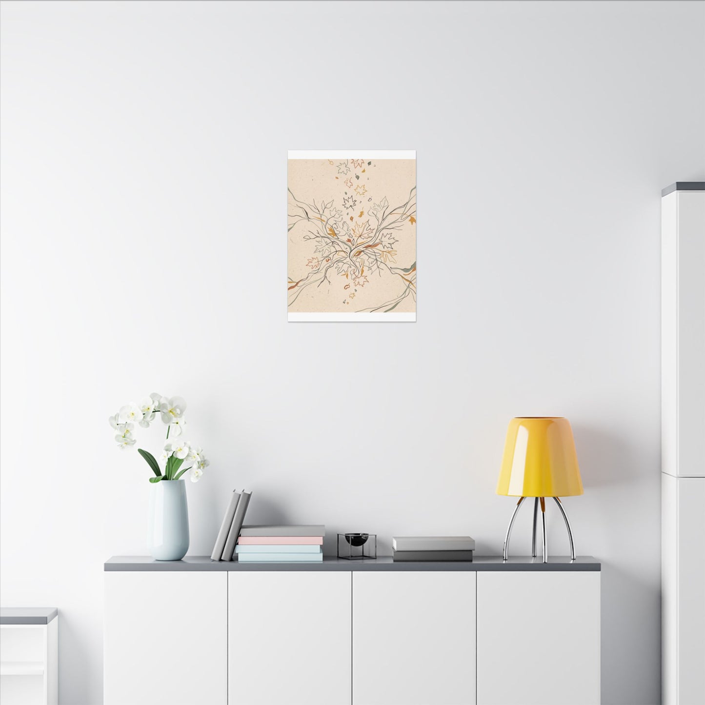 Warm Shadow Play Canvas Art - Minimal Line Japandi