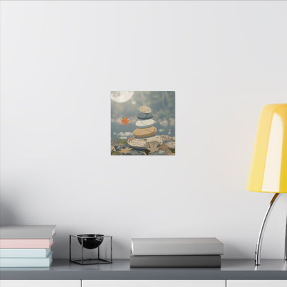 Warm River Stones Canvas Art - Japanese Pattern Japandi