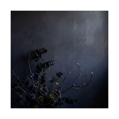 Dark Japandi Dried Flowers in Dawn | Shadow Zen Wall Art Print