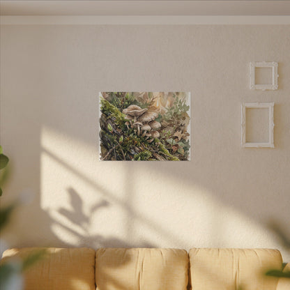 Wild Mushrooms Canvas Art | Spring Japandi Watercolor Art