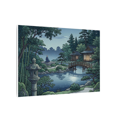 Summer Moonlit Garden Ukiyo E Inspired Canvas Art | Serene Decor