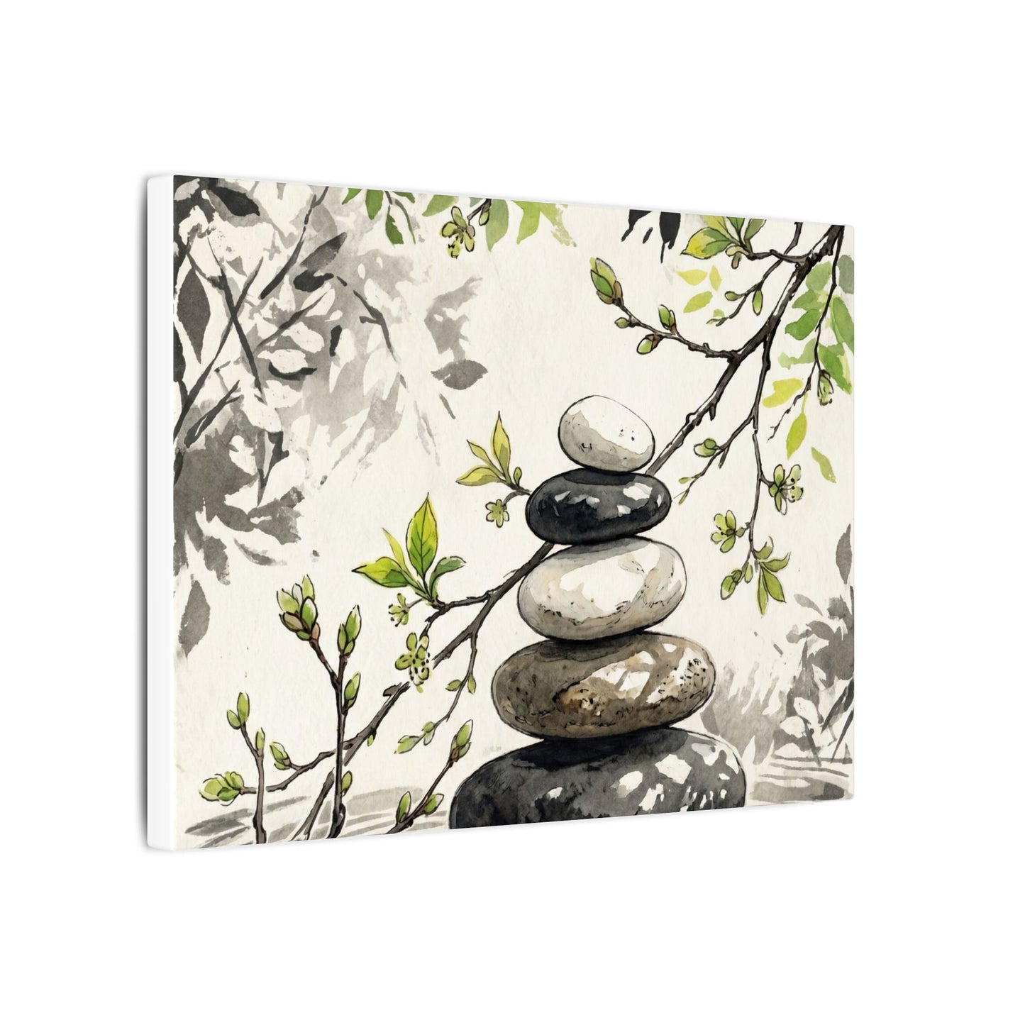 Spring River Stones Japanese Pattern Canvas Art | Elegant Decor