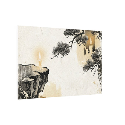 Japandi Pine Tree in Candlelight | Japanese Pattern Canvas Art