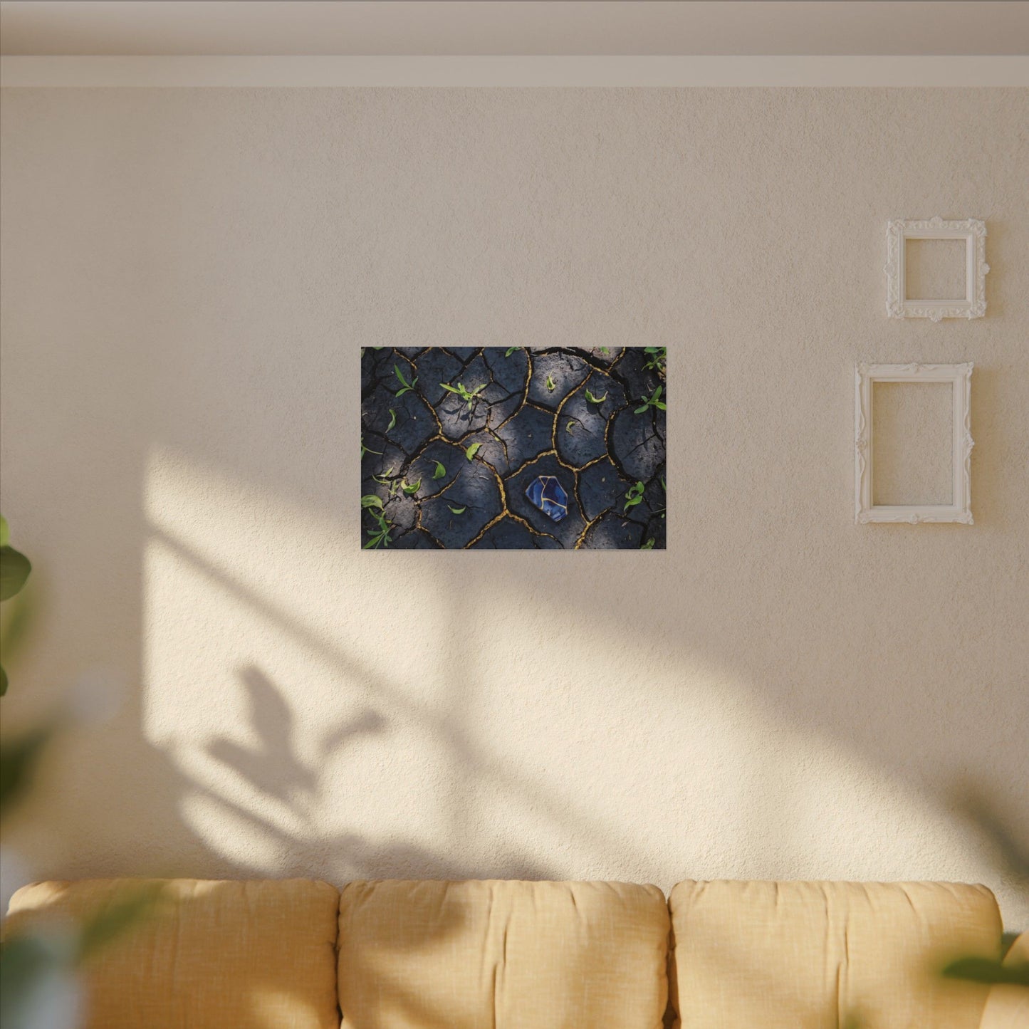 Cracked Earth Canvas Art | Spring Dark Japandi Moody Minimal Art