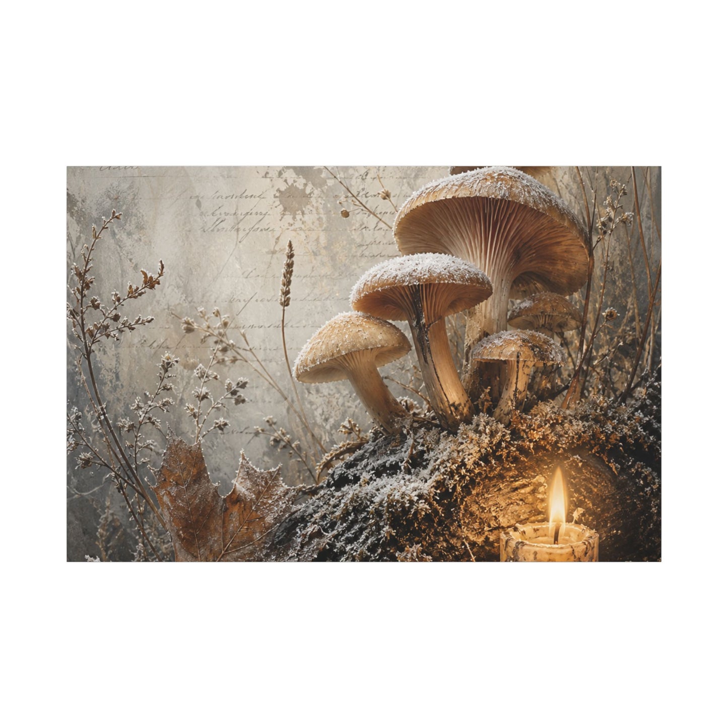 Wild Mushrooms Texture Canvas Art | Elegant Japandi Art