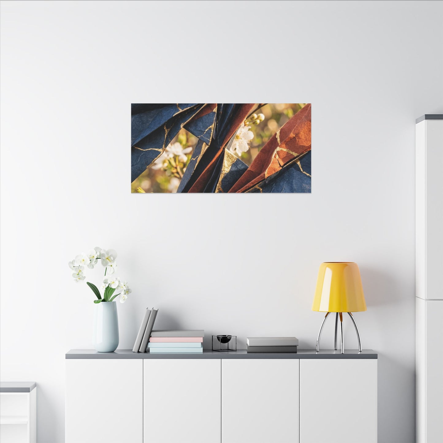 Golden Hour Paper Fold Canvas Art - Kintsugi Ma