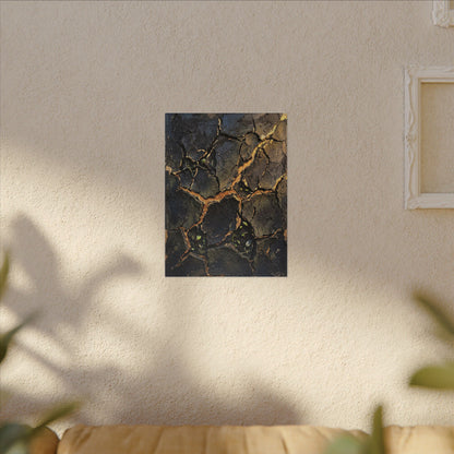 Cracked Earth Spring Canvas Art | Dark Japandi Atmospheric Design