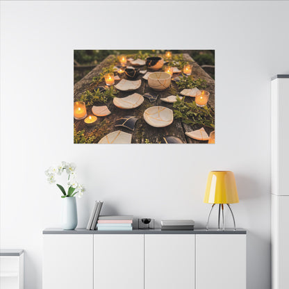 Broken Pottery Spring Canvas Art | Kintsugi Beautiful Design