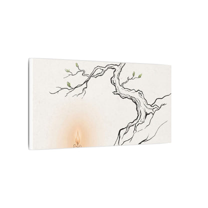 Candlelight Pine Tree Canvas Art - Japandi Shibui